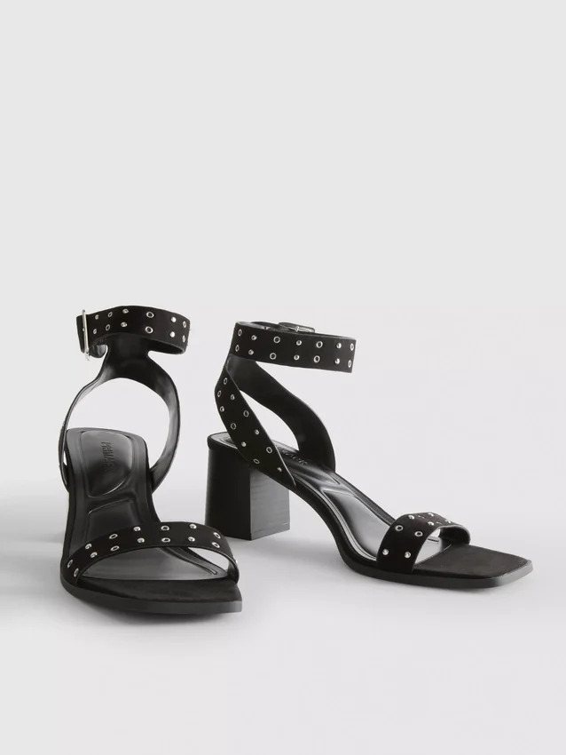 Studded block-heel sandals