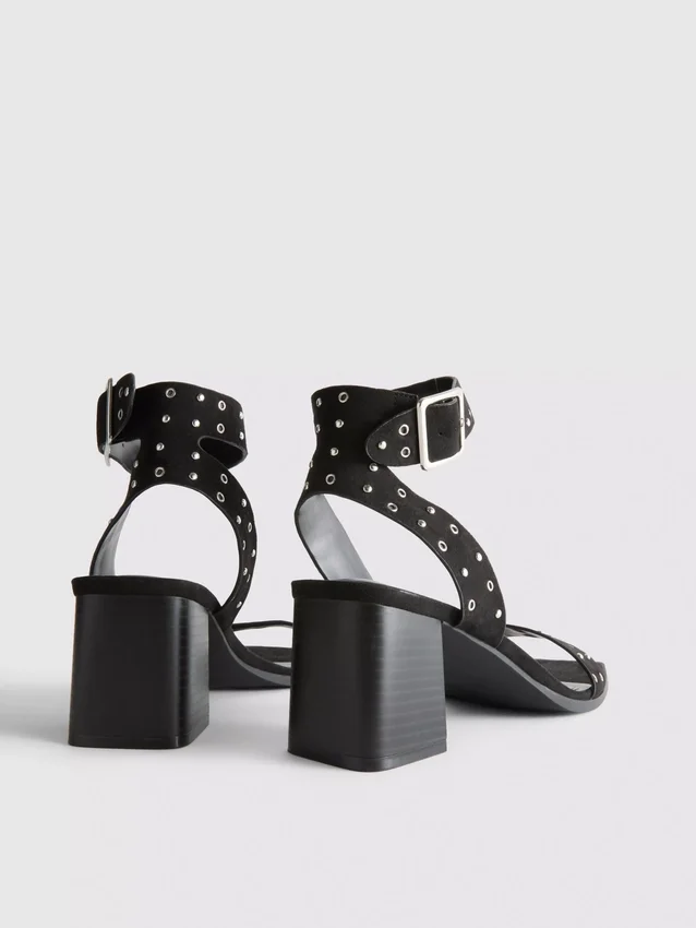 Studded block-heel sandals