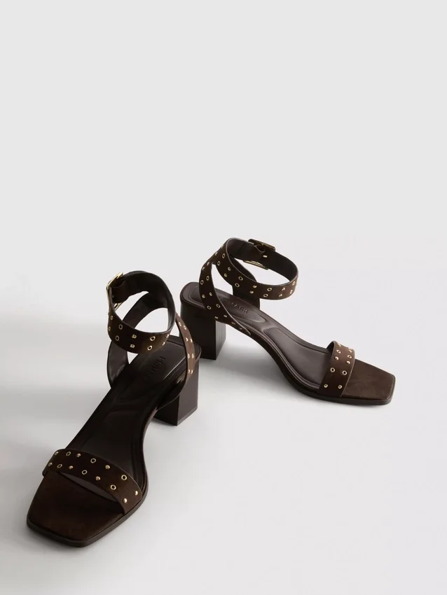Studded block-heel sandals
