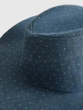 Studded denim cowboy hat