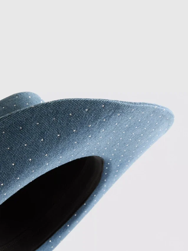 Studded denim cowboy hat