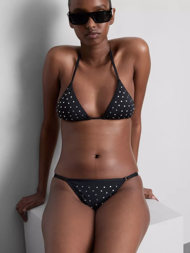 Studded rhinestone bikini bottoms