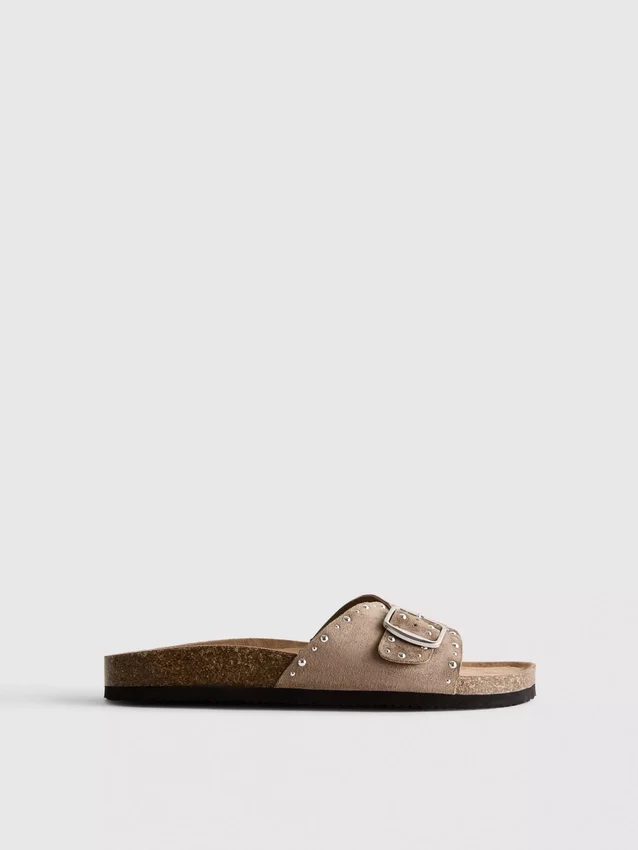 Studded single-strap footbed sandals