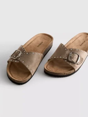 Studded single-strap footbed sandals