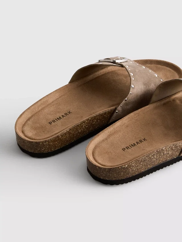 Studded single-strap footbed sandals
