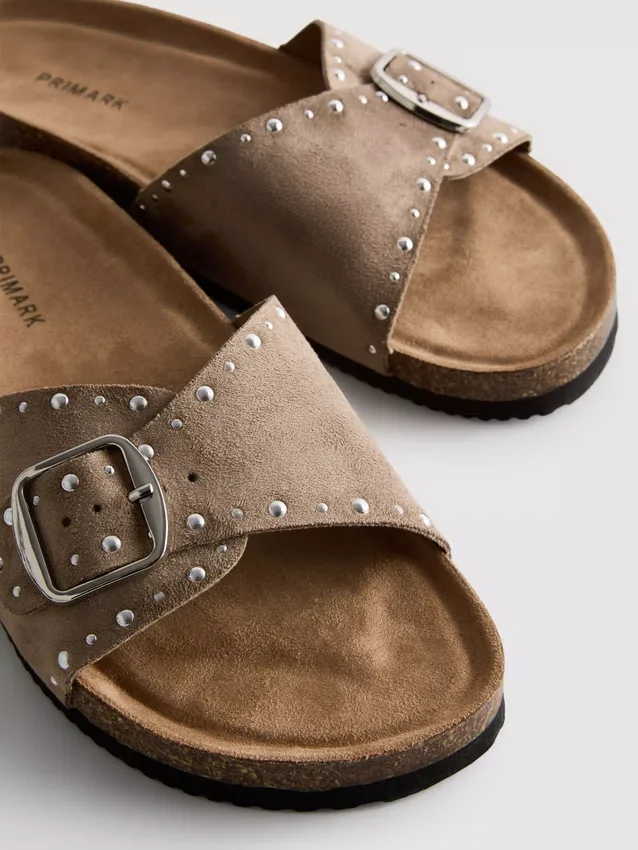 Studded single-strap footbed sandals