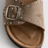Studded single-strap footbed sandals