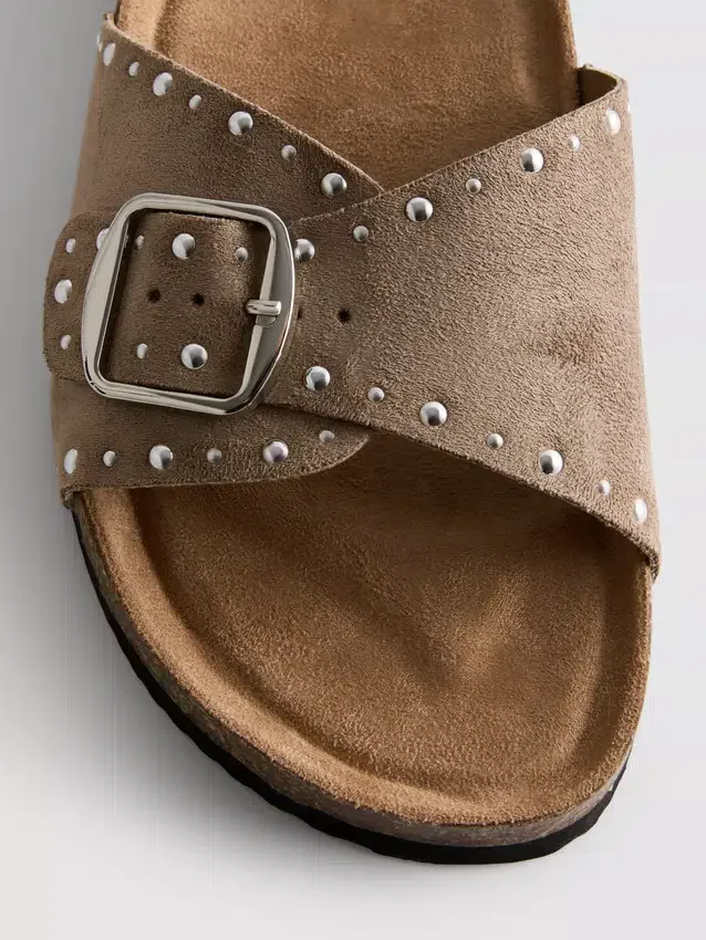 Studded single-strap footbed sandals