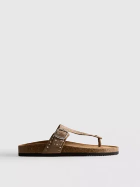 Studded t-bar footbed sandals