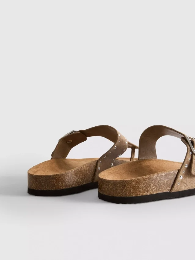Studded t-bar footbed sandals