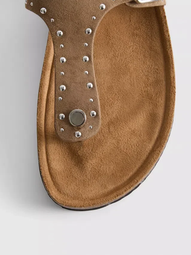 Studded t-bar footbed sandals