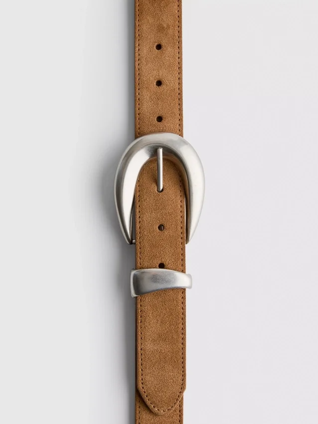 Suede buckle belt
