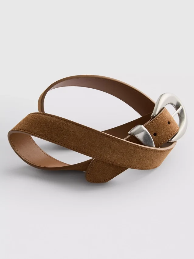Suede buckle belt