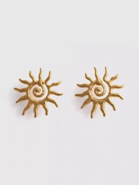 Sun spiral stud earrings