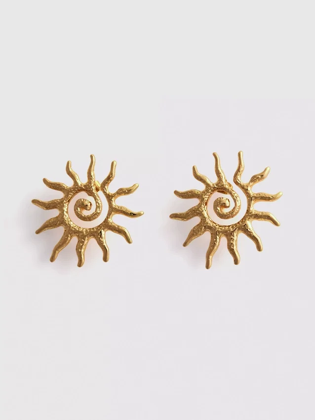 Sun spiral stud earrings