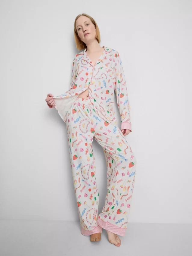 Sweet treat printed boyfriend pajamas