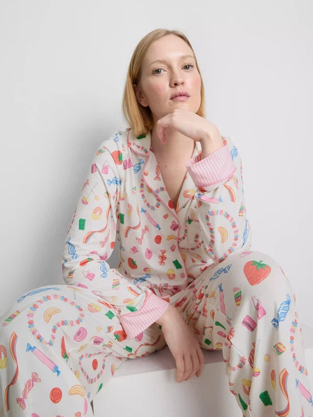 Sweet treat printed boyfriend pajamas