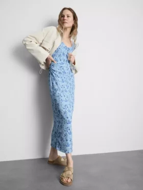 Sweetheart crinkle midi dress