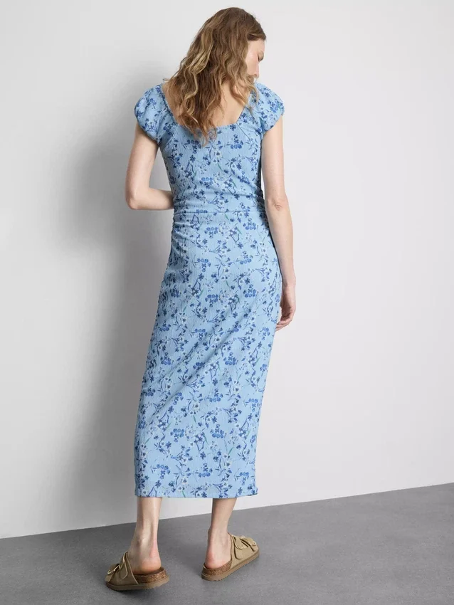 Sweetheart crinkle midi dress