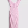 Sweetheart crinkle midi dress