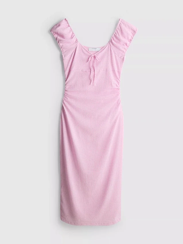 Sweetheart crinkle midi dress