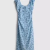 Sweetheart crinkle midi dress