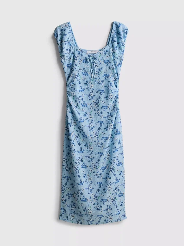 Sweetheart crinkle midi dress