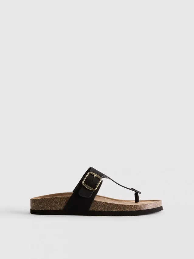 T-bar buckle mule sandals
