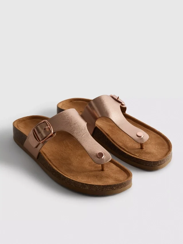 T-bar buckle mule sandals