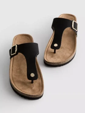 T-bar buckle mule sandals