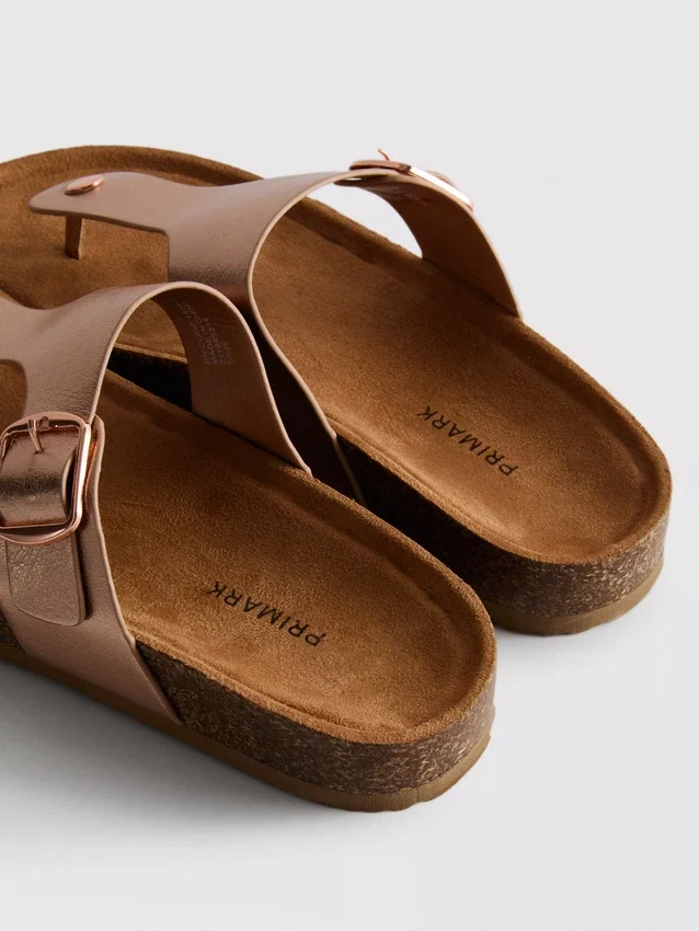 T-bar buckle mule sandals