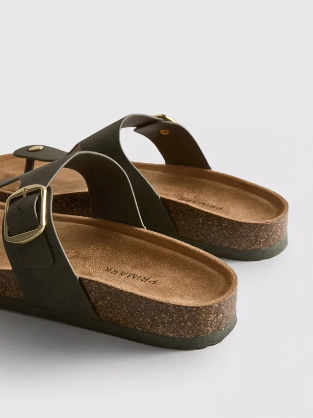 T-bar buckle mule sandals