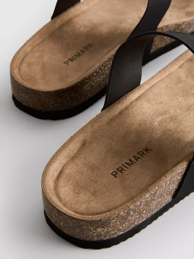 T-bar buckle mule sandals