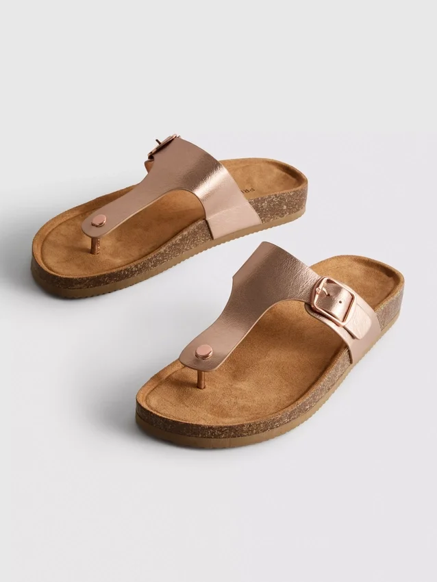 T-bar buckle mule sandals