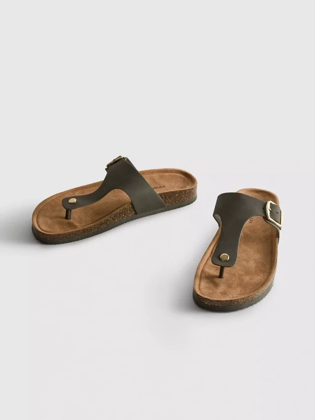 T-bar buckle mule sandals