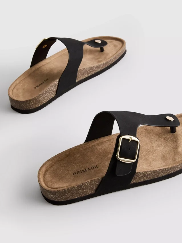 T-bar buckle mule sandals