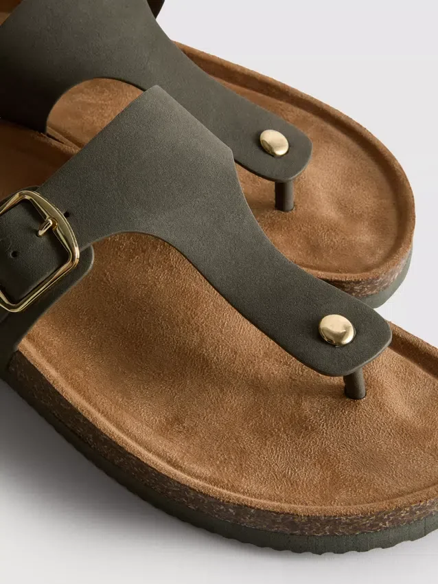 T-bar buckle mule sandals
