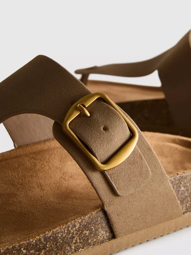 T-bar buckle mule sandals
