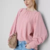Textured balloon-sleeve blouse