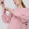 Textured balloon-sleeve blouse