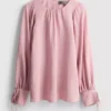 Textured balloon-sleeve blouse