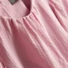 Textured balloon-sleeve blouse