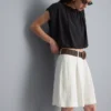 Textured belted bermuda shorts