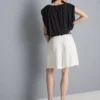 Textured belted bermuda shorts