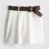 Textured belted bermuda shorts