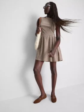 Textured crinkle mini dress