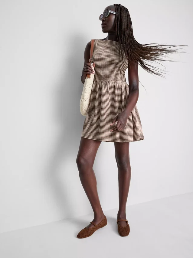 Textured crinkle mini dress