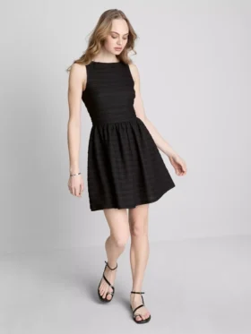 Textured crinkle mini dress