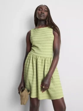 Textured crinkle mini dress