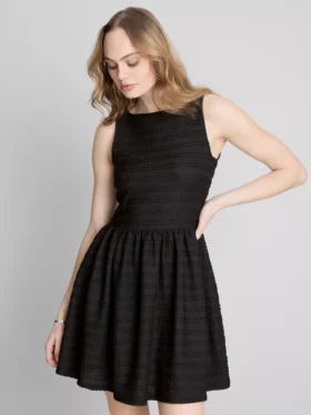 Textured crinkle mini dress